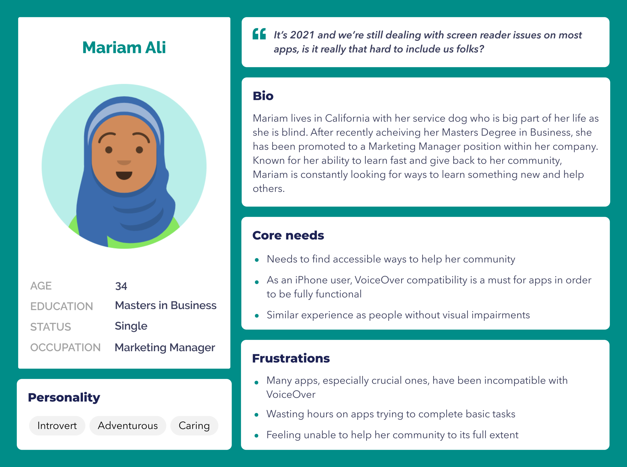 Mariam Ali persona card
